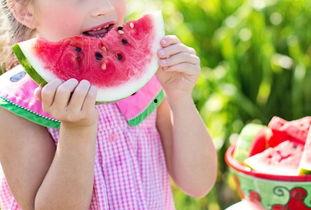 夏夜吃瓜简笔画,一幅简笔画中的清凉时光